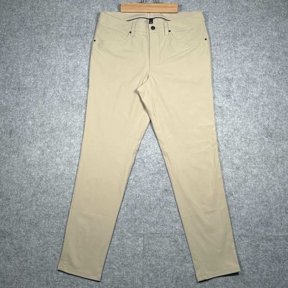 Lululemon ABC Commission Pants Mens 32 (34x30) Slim Fit Trousers‎ Beige Chino